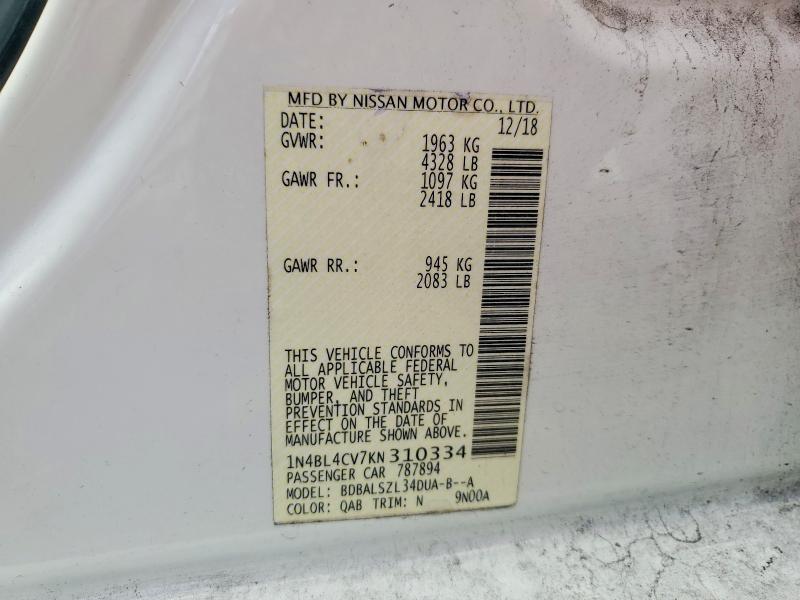 Продаж на аукціоні авто 2019 Nissan Altima, vin: 1N4BL4CV7KN310334, номер лоту: 48390666