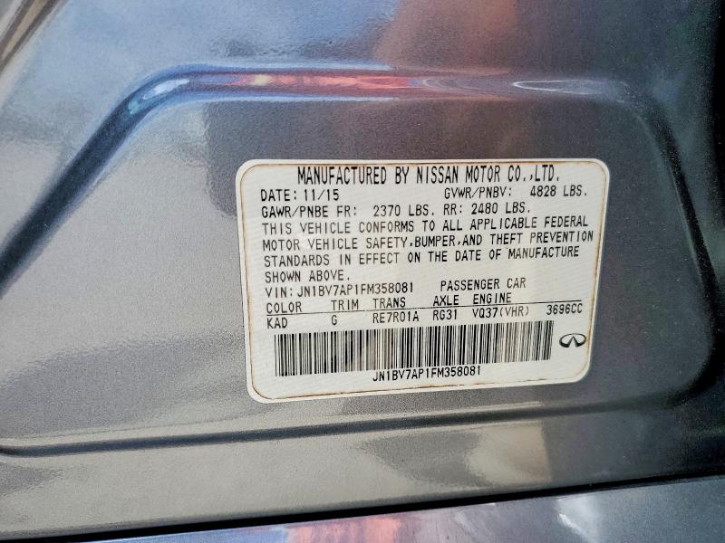 Продаж на аукціоні авто 2015 Infiniti Q50, vin: JN1BV7AP1FM358081, номер лоту: 51984246