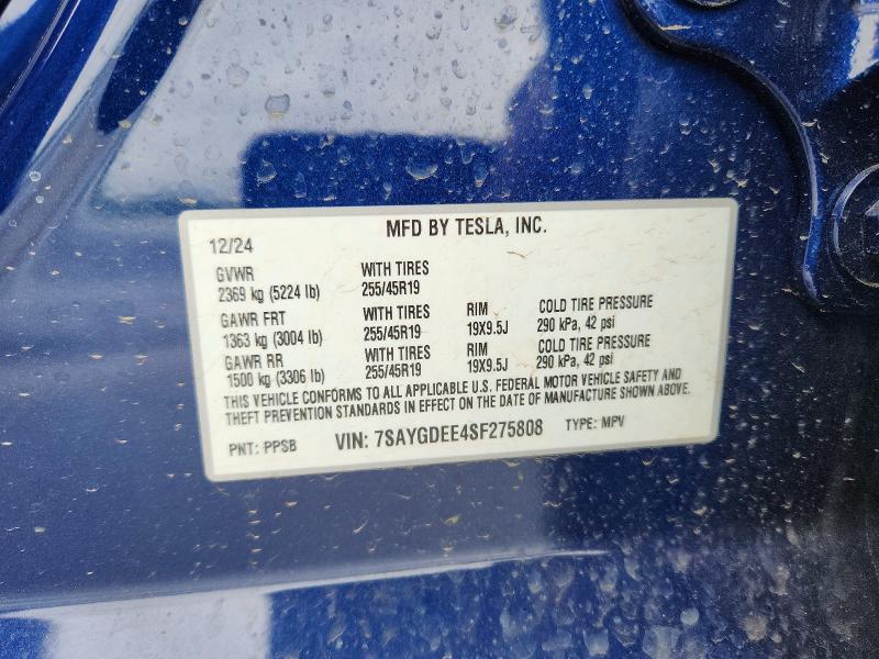 Продажа на аукционе авто 2025 Tesla Model Y, vin: 7SAYGDEE4SF275808, номер лота: 50518776