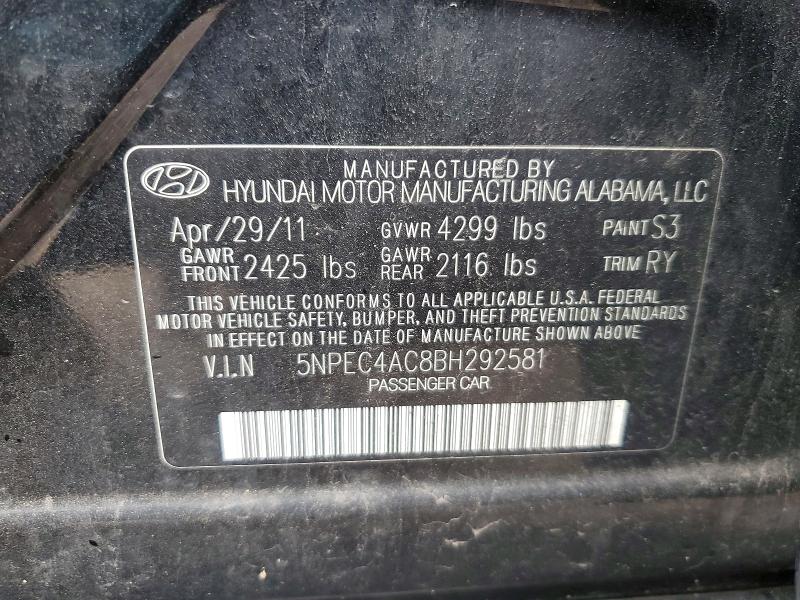 Продажа на аукционе авто 2011 Hyundai Sonata, vin: 5NPEC4AC8BH292581, номер лота: 51565326