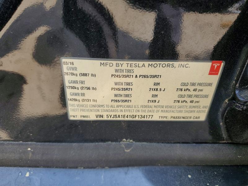 Продажа на аукционе авто 2016 Tesla Model S, vin: 5YJSA1E41GF134177, номер лота: 49000446