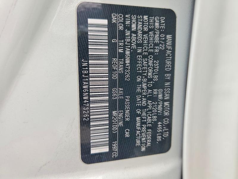 2022 Nissan Rogue Sport მანქანა იყიდება აუქციონზე, vin: JN1BJ1AW6NW473262, აუქციონის ნომერი: 50481996