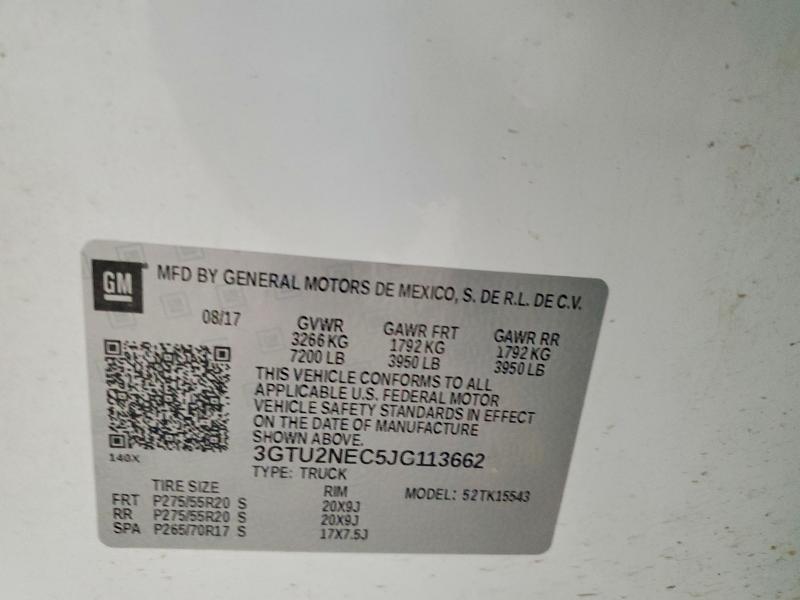 49903996 :رقم المزاد ، 3GTU2NEC5JG113662 vin ، 2018 Gmc Sierra مزاد بيع