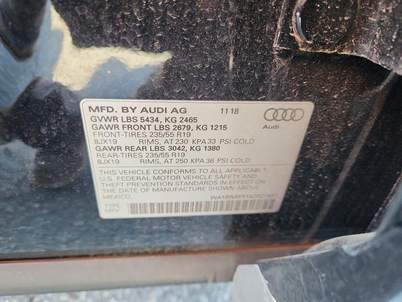 Aukcja sprzedaży 2019 Audi Q5, vin: WA1BNAFY1K2021857, numer aukcji: 51522916