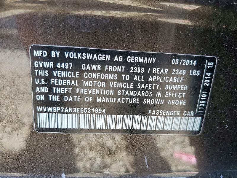 Aukcja sprzedaży 2014 Volkswagen Cc, vin: WVWBP7AN3EE531694, numer aukcji: 51702106