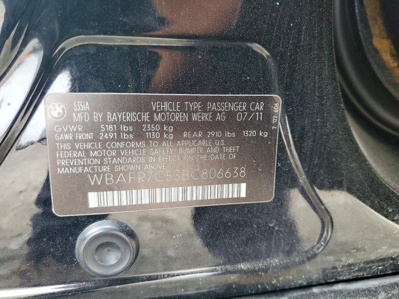 Продаж на аукціоні авто 2011 Bmw 535, vin: WBAFR7C53BC806638, номер лоту: 51179386