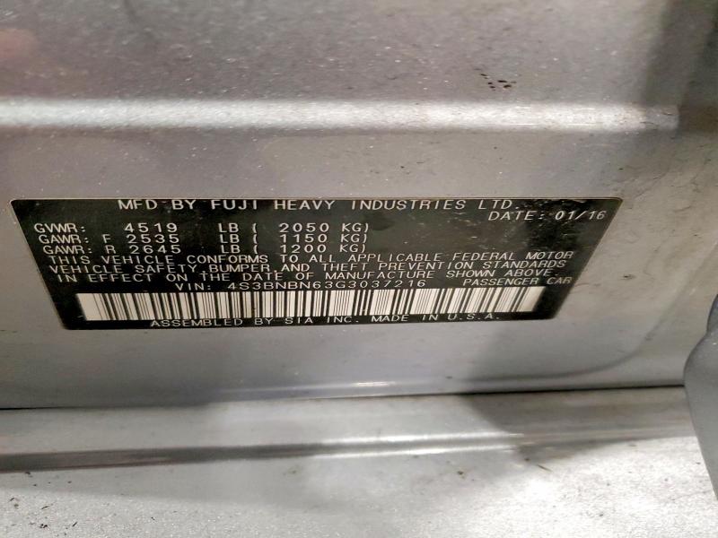 Aukcja sprzedaży 2016 Subaru Legacy, vin: 4S3BNBN63G3037216, numer aukcji: 51363226