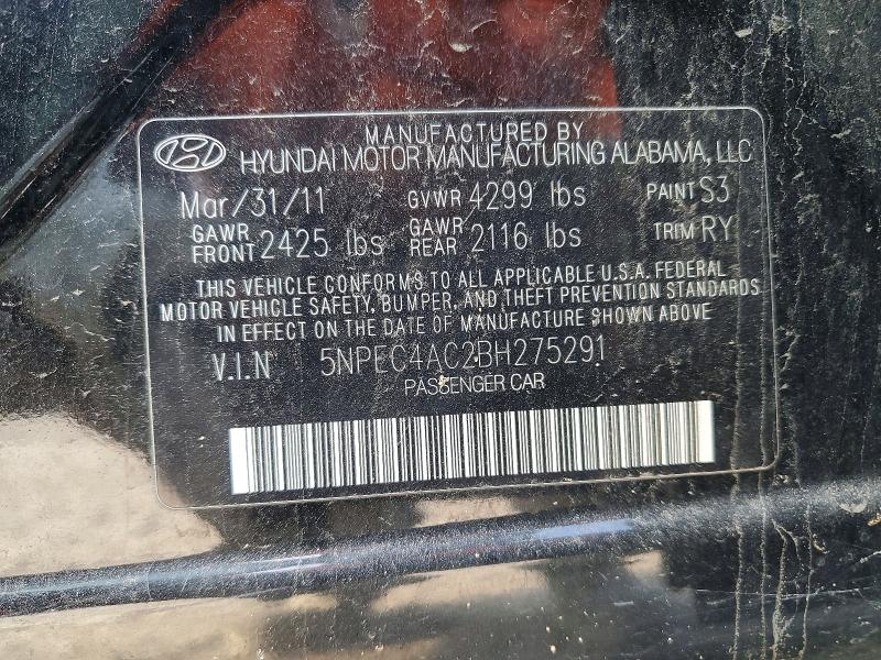 52008346 :رقم المزاد ، 5NPEC4AC2BH275291 vin ، 2011 Hyundai Sonata مزاد بيع