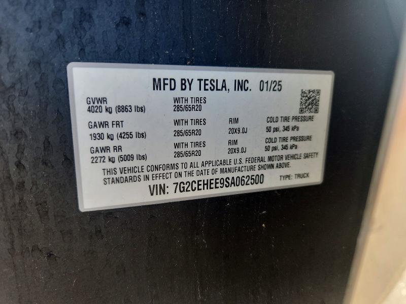 Продаж на аукціоні авто 2025 Tesla Cybertruck, vin: 7G2CEHEE9SA062500, номер лоту: 50600986