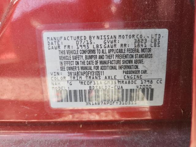 Aukcja sprzedaży 2015 Nissan Sentra, vin: 3N1AB7AP0FY310511, numer aukcji: 51269876