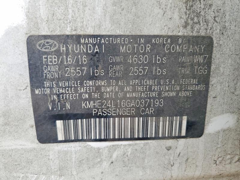 2016 Hyundai Sonata Hybrid მანქანა იყიდება აუქციონზე, vin: KMHE24L16GA037193, აუქციონის ნომერი: 49177976
