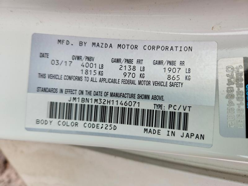 Продажа на аукционе авто 2017 Mazda 3, vin: JM1BN1M32H1146071, номер лота: 48291426