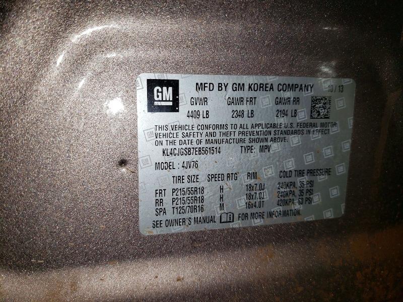 50088006 :رقم المزاد ، KL4CJGSB7EB561514 vin ، 2014 Buick Encore مزاد بيع