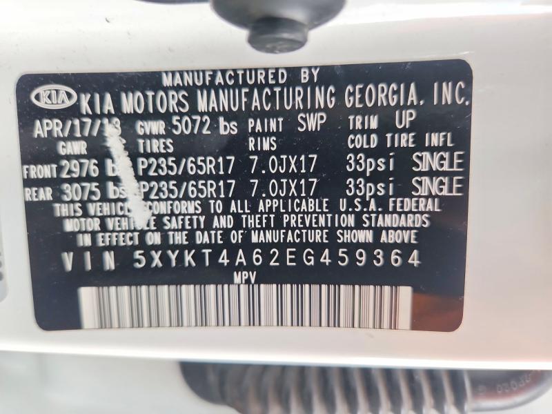 48807616 :رقم المزاد ، 5XYKT4A62EG459364 vin ، 2014 Kia Sorento مزاد بيع