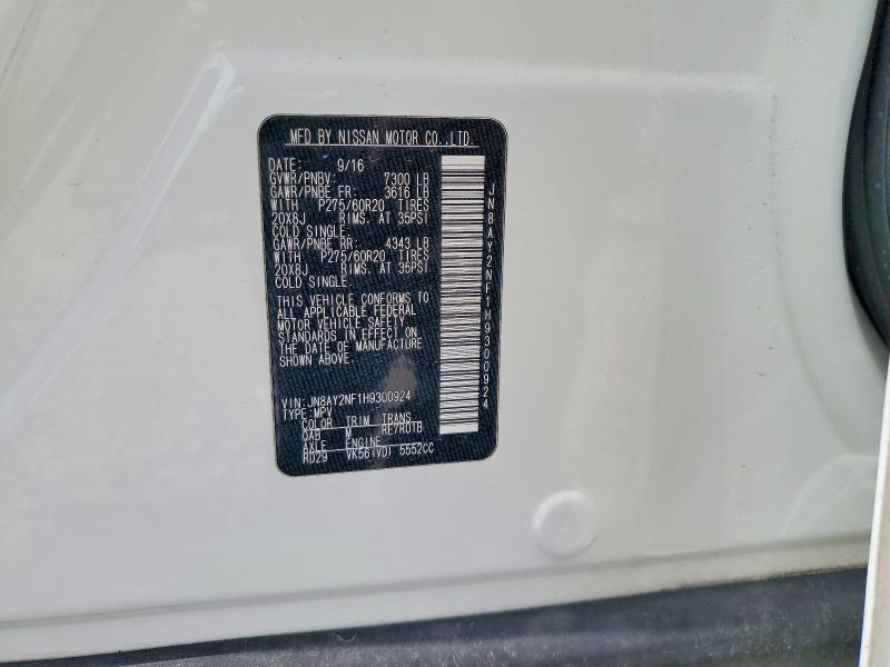 Продажа на аукционе авто 2017 Nissan Armada, vin: JN8AY2NF1H9300924, номер лота: 51268936
