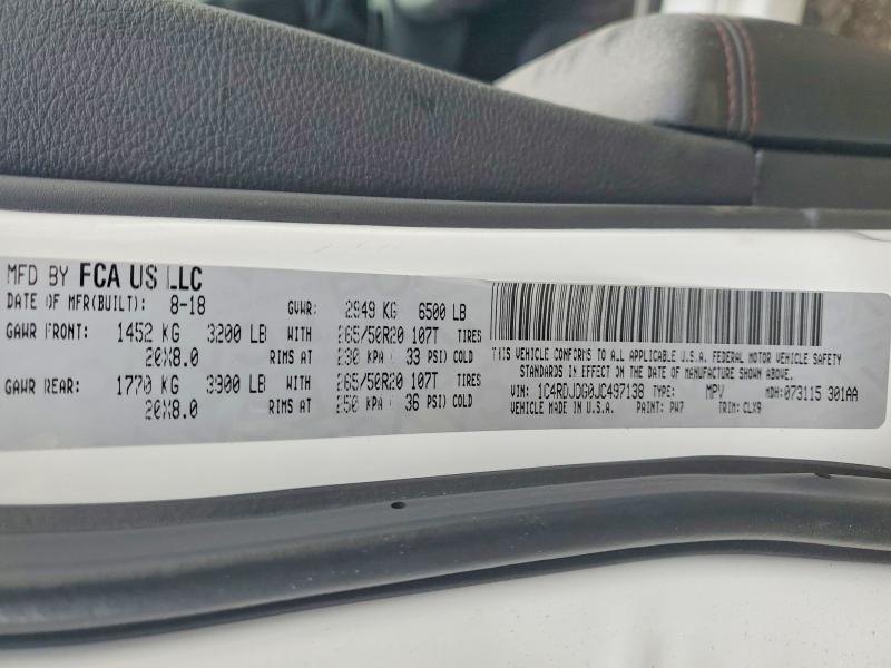 Aukcja sprzedaży 2018 Dodge Durango, vin: 1C4RDJDG0JC497138, numer aukcji: 48117156