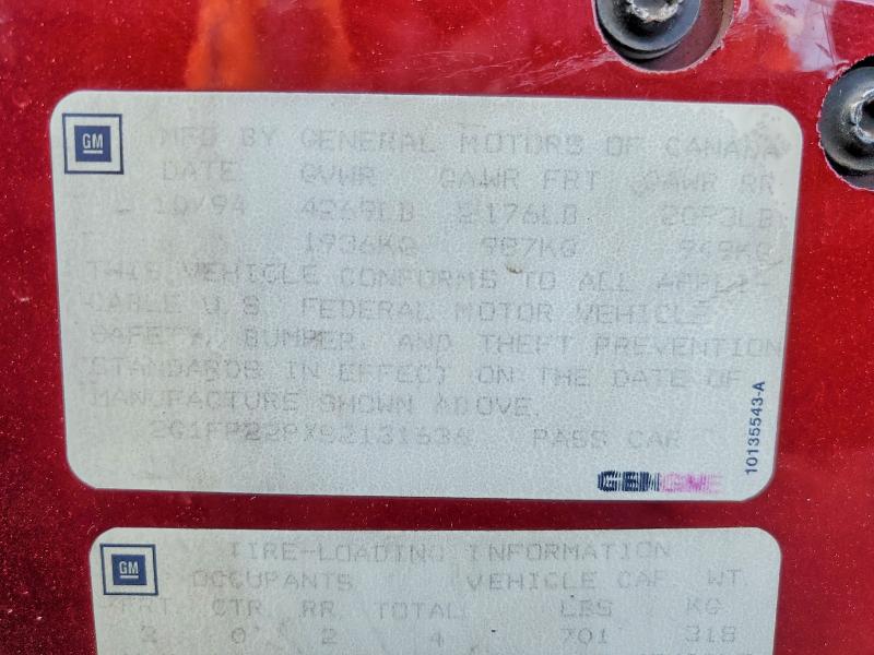 Продаж на аукціоні авто 1995 Chevrolet Camaro, vin: 2G1FP22PXS2131636, номер лоту: 51458216