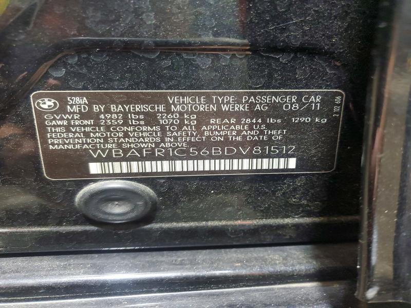 51411826 :رقم المزاد ، WBAFR1C56BDV81512 vin ، 2011 Bmw 528 مزاد بيع
