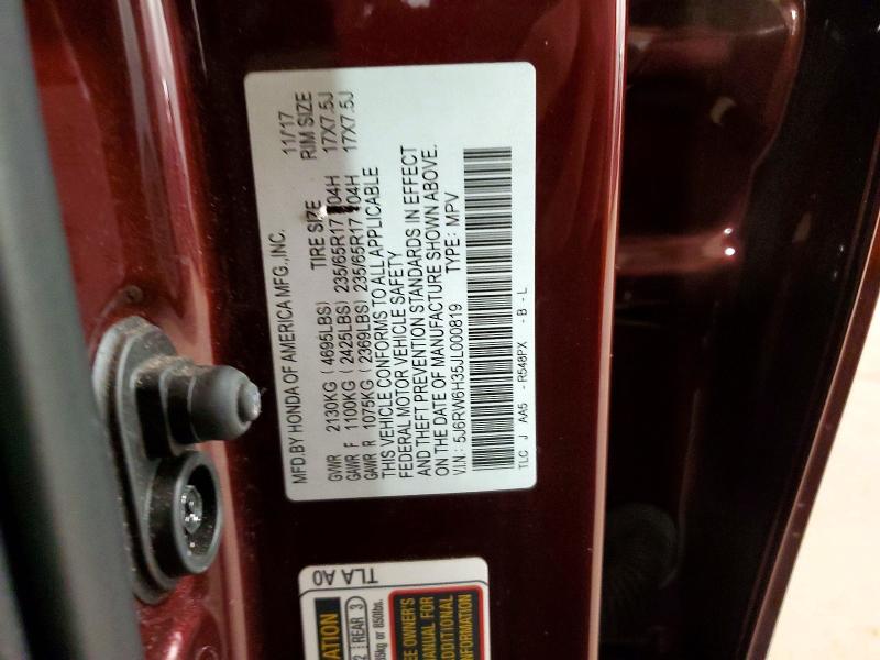 51623506 :رقم المزاد ، 5J6RW6H35JL000819 vin ، 2018 Honda Cr-v مزاد بيع