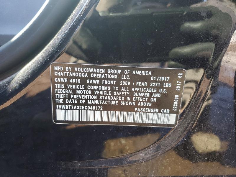 Aukcja sprzedaży 2017 Volkswagen Passat, vin: 1VWBT7A32HC048172, numer aukcji: 49000546