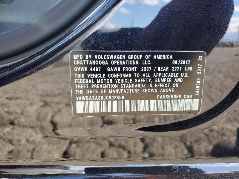 Продаж на аукціоні авто 2018 Volkswagen Passat, vin: 1VWBA7A38JC002356, номер лоту: 49612436