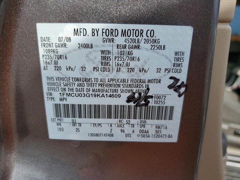 Aukcja sprzedaży 2009 Ford Escape, vin: 1FMCU03G19KA14609, numer aukcji: 50295196