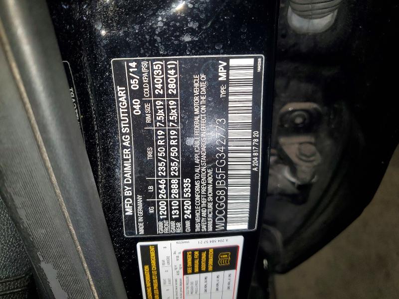 48073466 :رقم المزاد ، WDCGG8JB5FG342773 vin ، 2015 Mercedes-benz Glk مزاد بيع