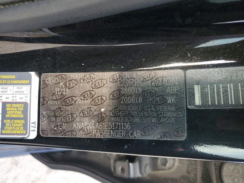 Aukcja sprzedaży 2014 Kia Forte, vin: KNAFX4A61E5171136, numer aukcji: 51463536