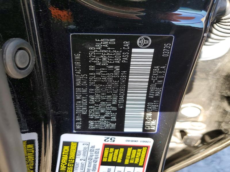 48920396 :رقم المزاد ، 4T1DAACK8SU145814 vin ، 2025 Toyota Camry مزاد بيع