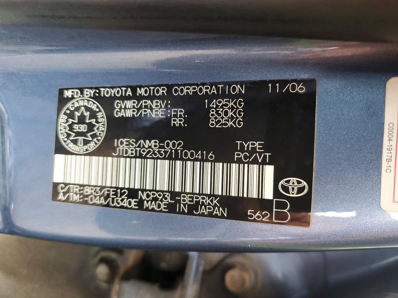 Продажа на аукционе авто 2007 Toyota Yaris, vin: JTDBT923371100416, номер лота: 49499856
