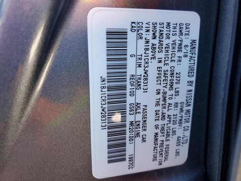 49135116 :رقم المزاد ، JN1BJ1CR3JW283131 vin ، 2018 Nissan Rogue Sport مزاد بيع