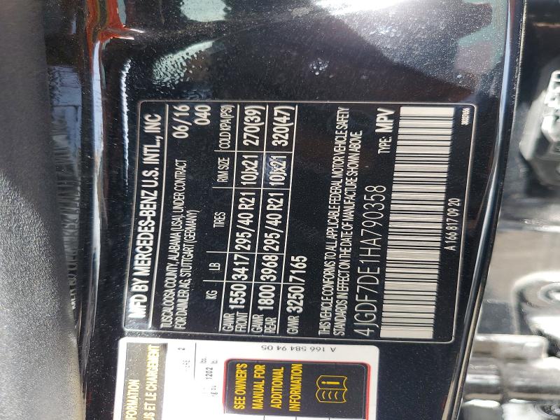 51132476 :رقم المزاد ، 4JGDF7DE1HA790358 vin ، 2017 Mercedes-benz Gls مزاد بيع