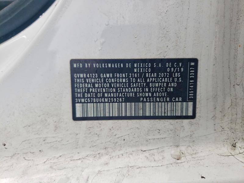 50781186 :رقم المزاد ، 3VWC57BU0KM259267 vin ، 2019 Volkswagen Jetta مزاد بيع