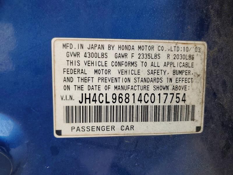 Продаж на аукціоні авто 2004 Acura Tsx, vin: JH4CL96814C017754, номер лоту: 48495916