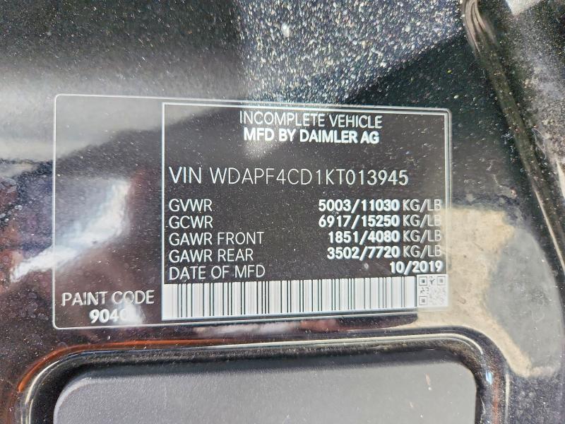 2019 Mercedes-benz Sprinter მანქანა იყიდება აუქციონზე, vin: WDAPF4CD1KT013945, აუქციონის ნომერი: 50623236