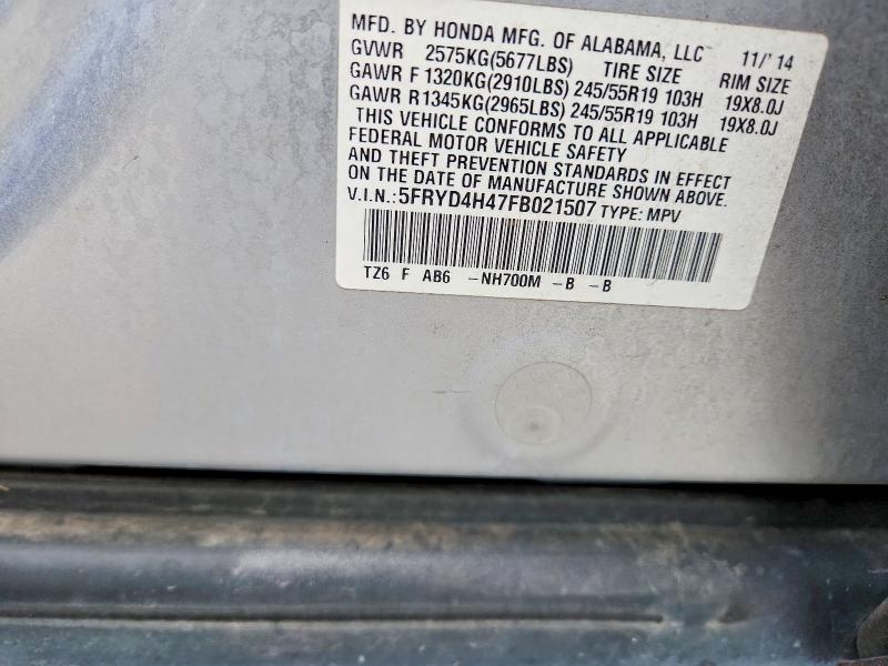 Aukcja sprzedaży 2015 Acura Mdx, vin: 5FRYD4H47FB021507, numer aukcji: 50406306
