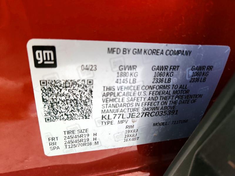 Aukcja sprzedaży 2024 Chevrolet Trax, vin: KL77LJE27RC035391, numer aukcji: 51528246