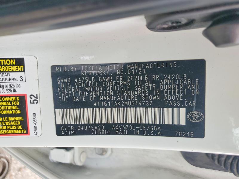Aukcja sprzedaży 2021 Toyota Camry, vin: 4T1G11AK2MU544737, numer aukcji: 51626416