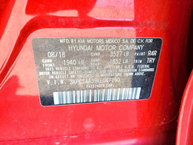 2019 Hyundai Accent მანქანა იყიდება აუქციონზე, vin: 3KPC24A39KE047190, აუქციონის ნომერი: 49509886