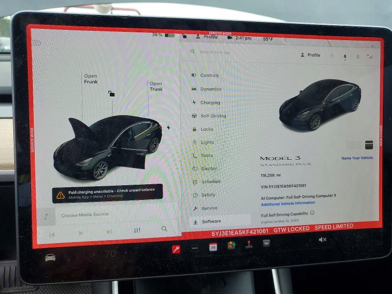 51175216 :رقم المزاد ، 5YJ3E1EA5KF421061 vin ، 2019 Tesla Model 3 مزاد بيع