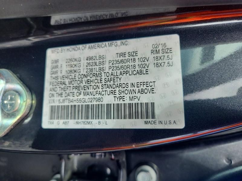 51245676 :رقم المزاد ، 5J8TB4H55GL027980 vin ، 2016 Acura Rdx مزاد بيع