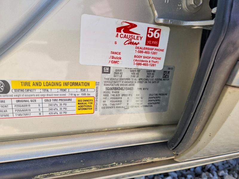 49423516 :رقم المزاد ، 5GAKRBKD4EJ154403 vin ، 2014 Buick Enclave مزاد بيع