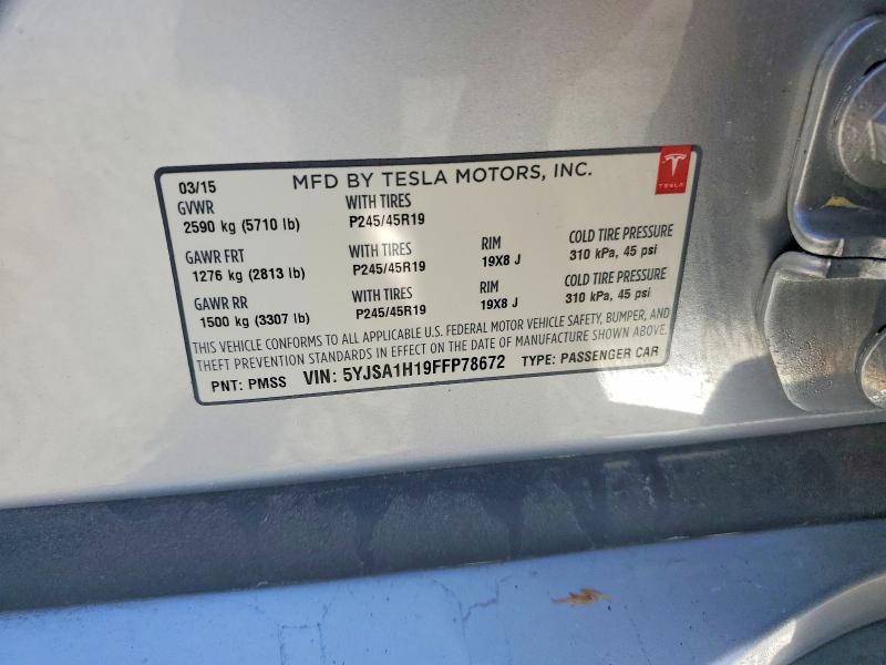 Aukcja sprzedaży 2015 Tesla Model S, vin: 5YJSA1H19FFP78672, numer aukcji: 48800466