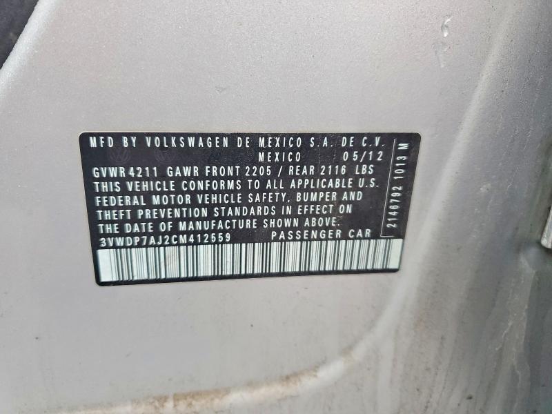 Aukcja sprzedaży 2012 Volk Jetta, vin: 3VWDP7AJ2CM412559, numer aukcji: 48329096