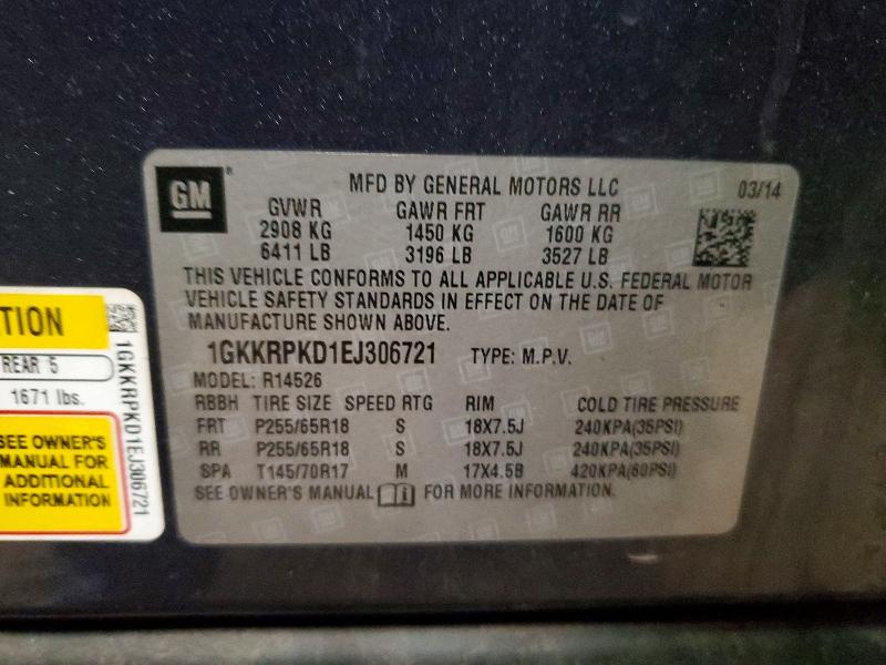 2014 Gmc Acadia მანქანა იყიდება აუქციონზე, vin: 1GKKRPKD1EJ306721, აუქციონის ნომერი: 48397536