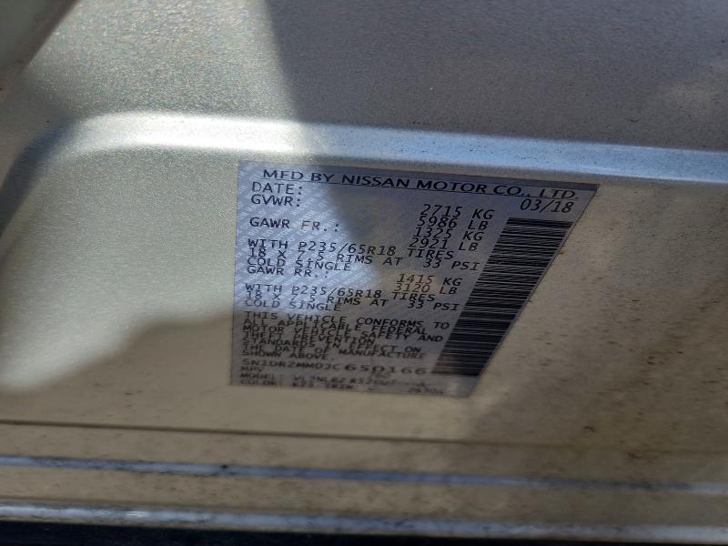 50944706 :رقم المزاد ، 5N1DR2MM0JC650166 vin ، 2018 Nissan Pathfinder مزاد بيع
