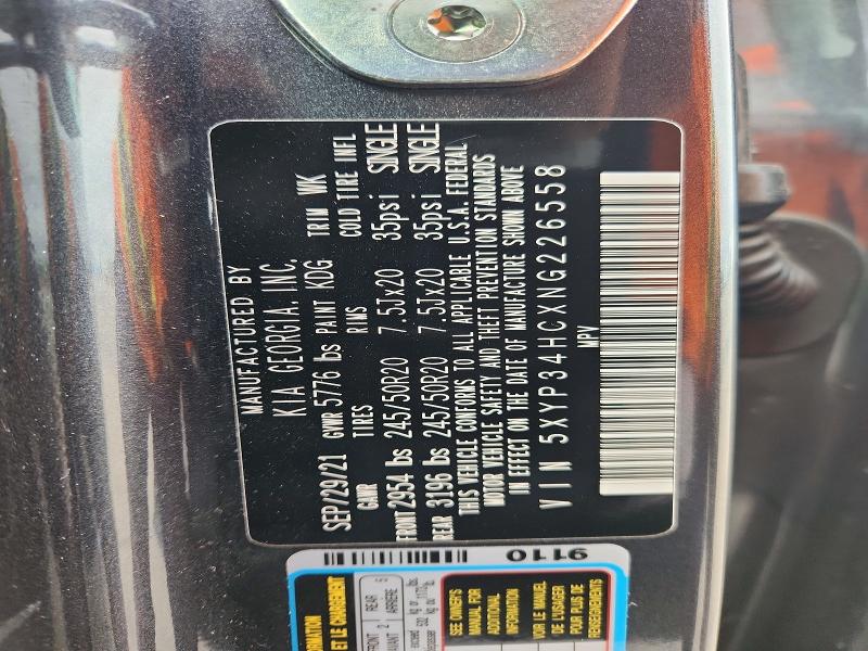 2022 Kia Telluride მანქანა იყიდება აუქციონზე, vin: 5XYP34HCXNG226558, აუქციონის ნომერი: 49860866