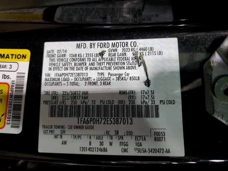 Aukcja sprzedaży 2014 Ford Fusion, vin: 1FA6P0H72E5387013, numer aukcji: 51255256