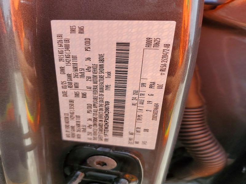 Продажа на аукционе авто 2025 Ford F150, vin: 1FTEW2KPXSKD98769, номер лота: 50719246