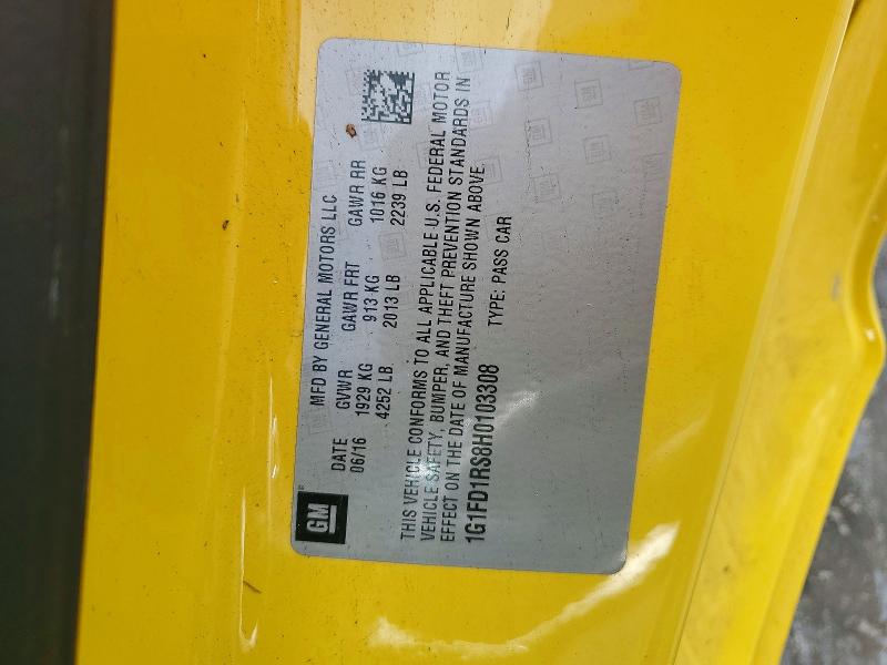 48995006 :رقم المزاد ، 1G1FD1RS8H0103308 vin ، 2017 Chevrolet Camaro مزاد بيع